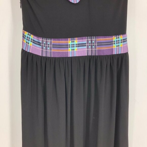 NWT Leona Edmiston Black “Velvet” Purple Plaid Halter Sleeveless Mini Dress 6 - Picture 6 of 14